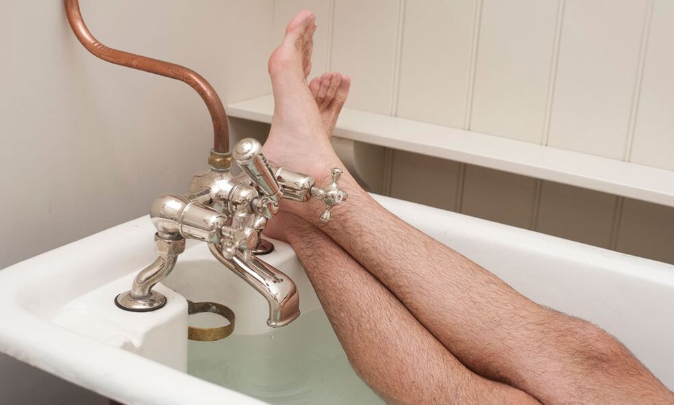 A man takes a bath with the soda