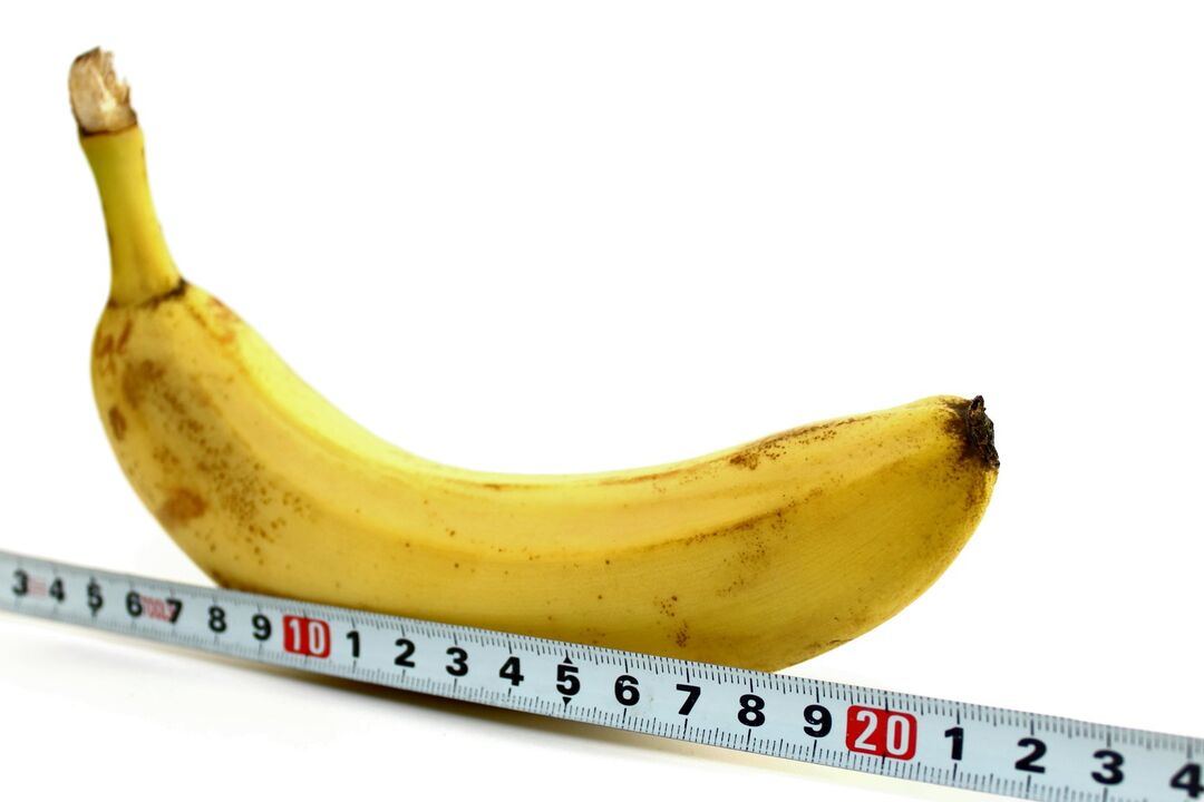 The dimension of the penis on the example of a banana